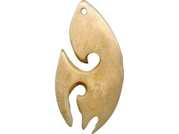 Bone Pendant, Oval Fishhook (Each)