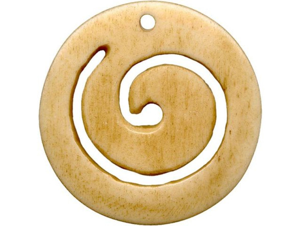 Bone Pendant, Koru-Style Spiral Disk #25-110-72-2