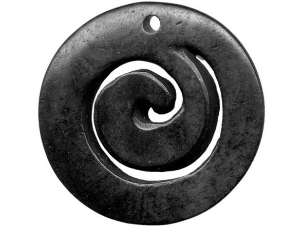 Bone Pendant, Koru-Style Spiral Disk #25-110-72-3