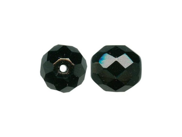 10mm Round Firepolish Czech Glass Bead - Black (hundred)