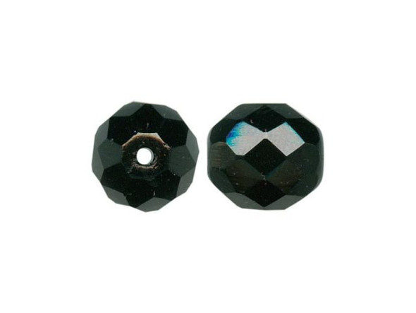 10mm Round Fire-Polish Czech Glass Bead - Black (100 Pieces)