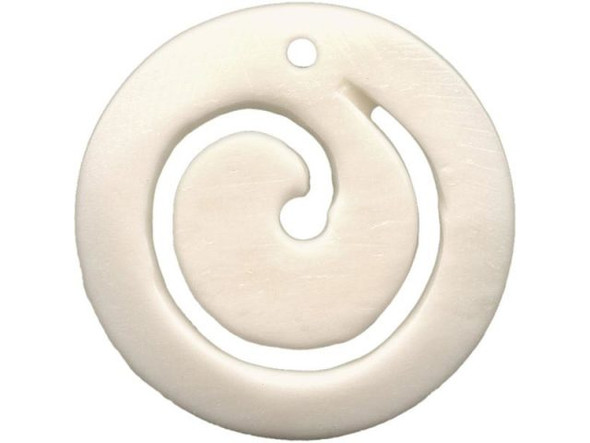 Bone Pendant, Koru-Style Spiral Disk (Each)