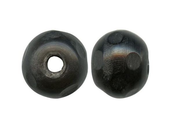 Handmade Horn Beads, Carved Rotund and Dimple, 15mm (10 Pieces)