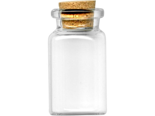 Bottle Charm, Glass Jar, 40x21mm (12 Pieces)