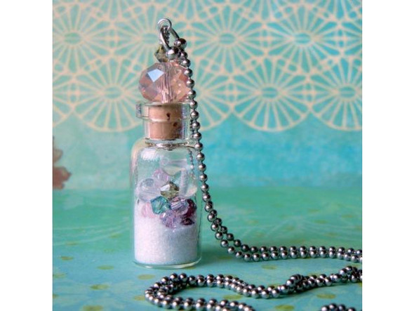 Bottle Charm, Glass Jar, 35x15mm (12 Pieces)