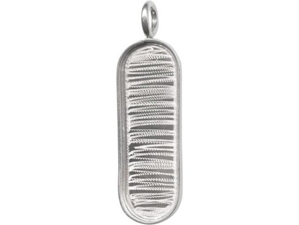 Amate Studios Silver Plated Bezel, Elongated Oval, 1 Loop, 51x16mm (Each)