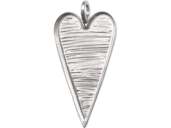 Amate Studios Silver Plated Bezel, Primitive Heart, 1 Loop, 51mm (Each)