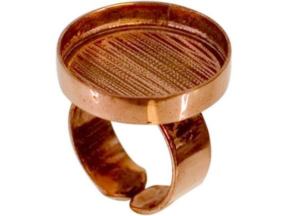 Amate Studios Copper Ring Blank, Adjustable, Round Bezel, 23mm (Each)
