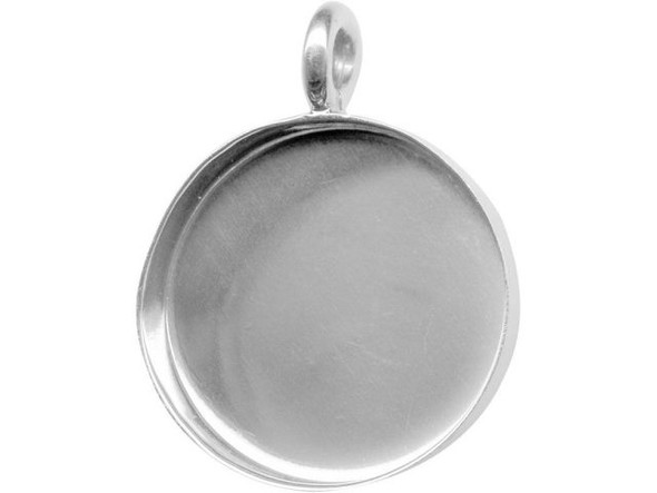Amate Studios Silver Plated Bezel, Round, 1 Loop, 24mm (Each)