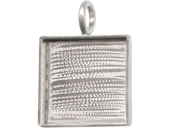 Amate Studios Silver Plated Bezel, Square, 1 Loop, 25mm (Each)