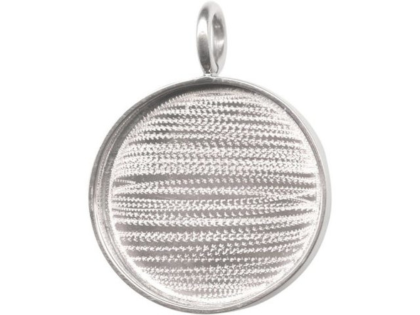 Amate Studios Silver Plated Bezel, Round, 1 Loop, 31mm (Each)