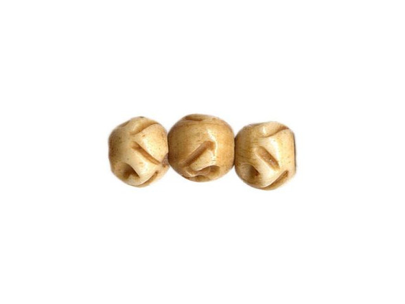 Antiqued Bone Beads, Round, 6mm, Carved (100 Pieces)