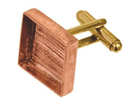 Amate Studios Cuff Link Blank, 16mm Square Bezel - Copper and Brass (pair)