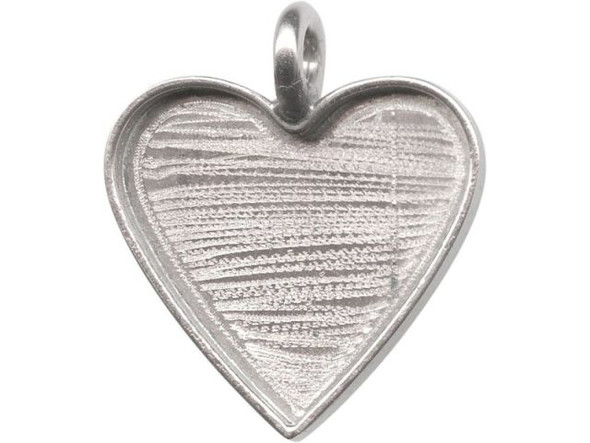 Amate Studios Silver Plated Bezel, Heart, 1 Loop, 24mm (Each)