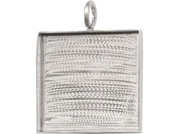 Amate Studios Silver Plated Bezel, Square, 1 Loop, 36mm (Each)