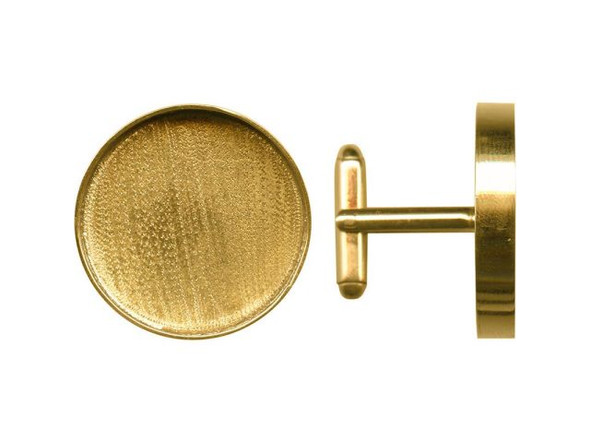 Amate Studios Cuff Link Blank, 1" Round Bezel - Brass (pair)