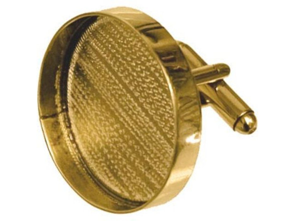 Amate Studios Cuff Link Blank, 1" Round Bezel - Brass (pair)