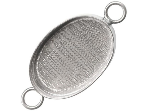 Amate Studios Silver Plated Bezel, Oval, 2 Loop, 29x20mm (Each)