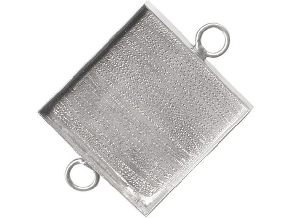 Amate Studios Silver Plated Bezel, Square, 2 Loop, 29mm (Each)
