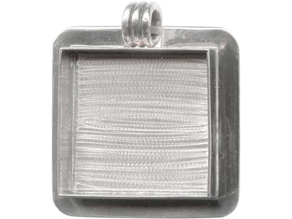 Amate Studios Silver Plated Bezel, Lipped Pendant, Square, 33mm (Each)