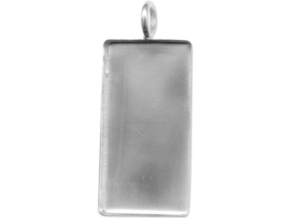 Amate Studios Silver Plated Bezel, Rectangle, 1 Loop, 47x23mm (Each)