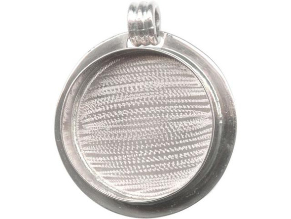 Amate Studios Silver Plated Bezel, Lipped Pendant, Round, 36mm (Each)