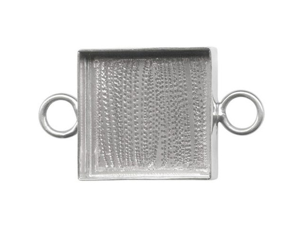 Amate Studios Silver Plated Bezel, Square, 2 Loop, 19mm (Each)
