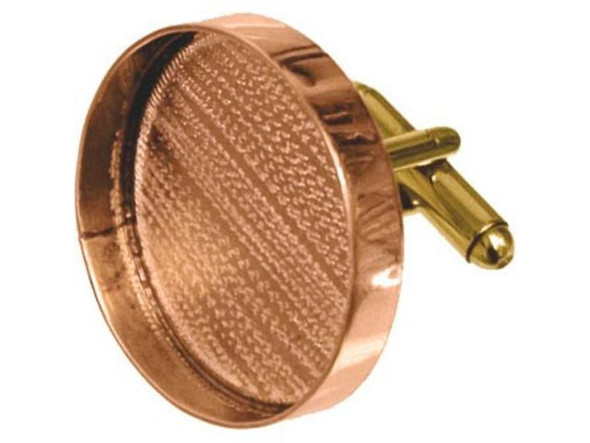 Amate Studios Cuff Link Blank, 1" Round Bezel - Copper and Brass (pair)