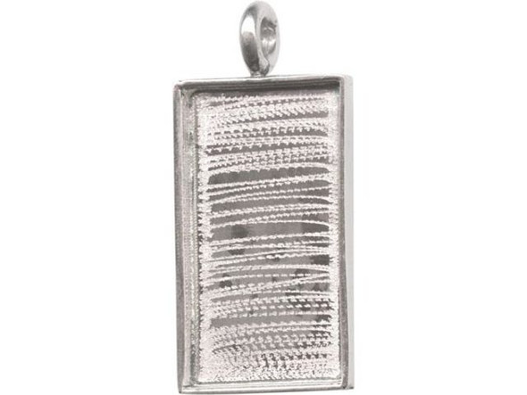 Amate Studios Silver Plated Bezel, Rectangle, 1 Loop, 32x16mm (Each)