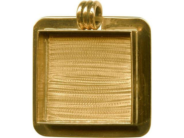 Amate Studios Brass Bezel, Lipped Pendant, Square, 33mm (Each)