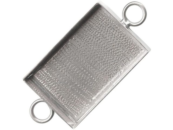 Amate Studios Silver Plated Bezel, Rectangle, 2 Loop, 29x19mm (Each)