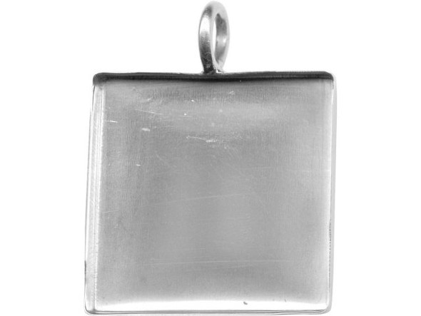 Amate Studios Silver Plated Bezel, Square, 1 Loop, 35mm (Each)