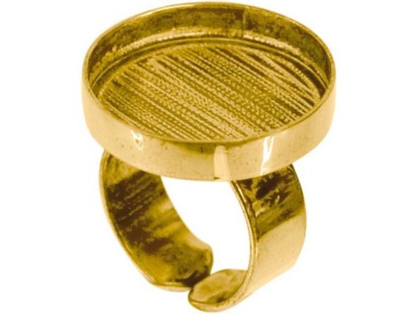 Amate Studios Brass Finger Ring Blank, Adjustable, Round Brass Bezel, 23mm (Each)