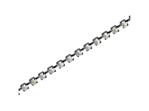 Gunmetal Glass Rhinestone Chain, 3mm (meter)