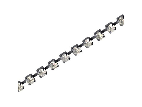 Gunmetal Glass Rhinestone Chain, 4mm (meter)