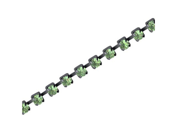 Peridot/ Gunmetal Glass Rhinestone Chain, 4mm (meter)