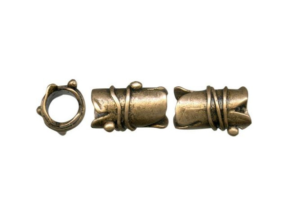 JBB Findings Antiqued Brass Plated Metal Bead, Decorative Tube (Each)