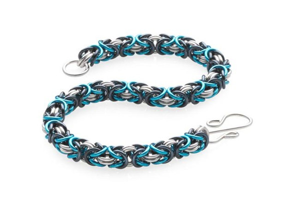 Weave Got Maille Three-Color Byzantine Chain Maille Bracelet Kit - Misty Blue (Each)