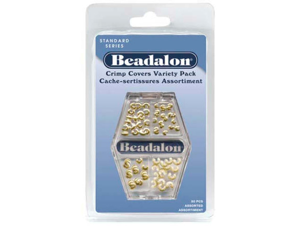 Beadalon Gold Plated Crimp Cover, 3mm & 4mm, Variety Pack