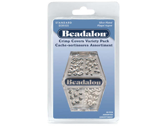 Beadalon Silver Plated Crimp Cover, 3mm & 4mm, Variety Pack (pack)