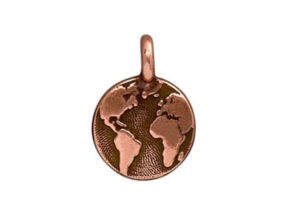 TierraCast Antiqued Copper Plated 13mm Earth Charm (Each)