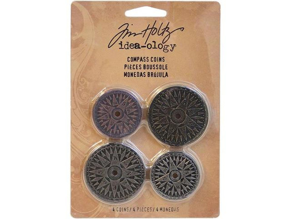 Tim Holtz idea-ology, Compass Coins (4 Pieces)