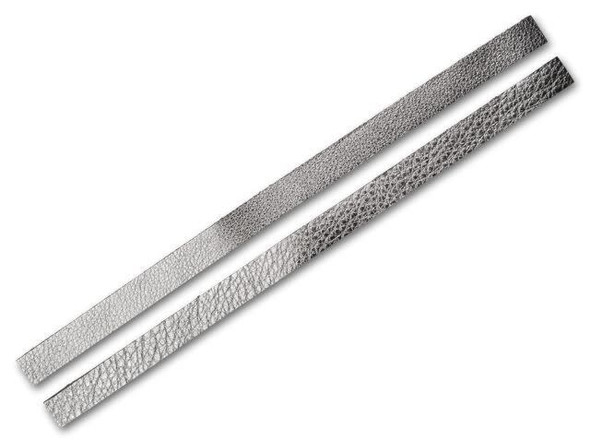 TierraCast Leather Strip, 1/2" Wide - Antiqued Silver (Each)