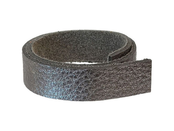 TierraCast Leather Strip, 1/2" Wide - Antiqued Silver (Each)