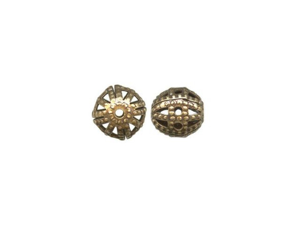 Antiqued Brass Beads, Filigree, 6mm Round (gross)