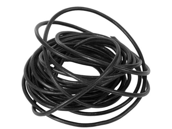 Greek Leather Cord, 3mm, 5 Meter - Black (Each)