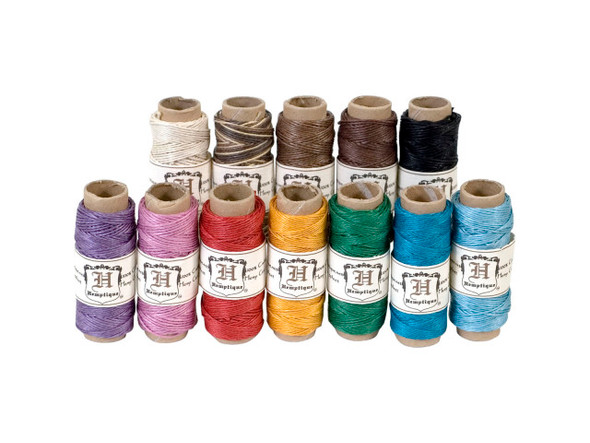 Hemp Cord, 10lb Test - Assorted Color Mix (12 Pieces)