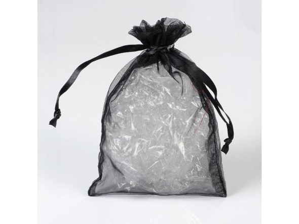Organza Drawstring Bag, 5x7" - Black (10 Pieces)