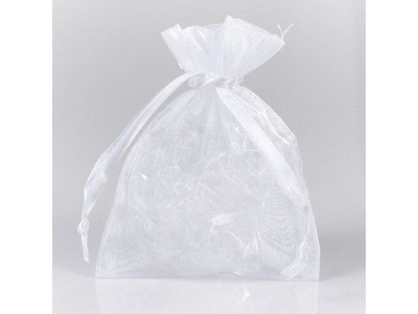 Organza Drawstring Bag, 3x4" - White (10 Pieces)
