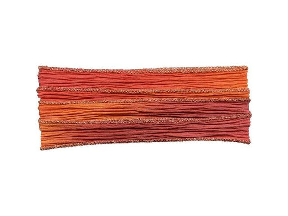 Hand Dyed Silk Ribbon, 32"-36" - Almost Flameous (Each)